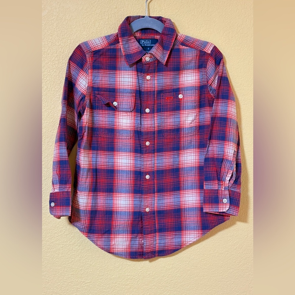 Polo Ralph Lauren Boys Shirt Size 5 Classic Plaid Long Sleeve Button Down